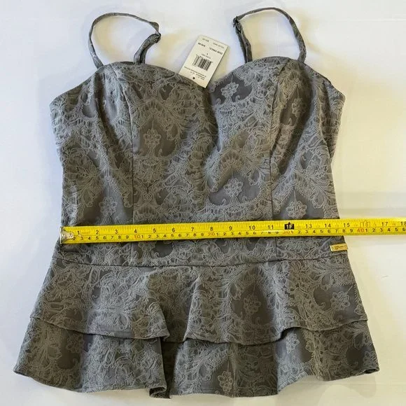 NWT Guess Gray Embroidered Bustier Top - Picture 7 of 10